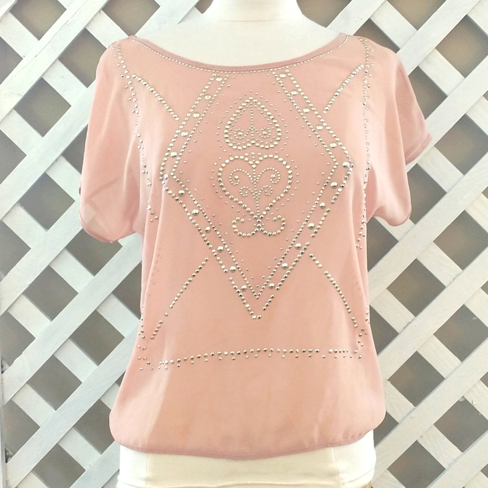 Woman pink blouse with studs size S